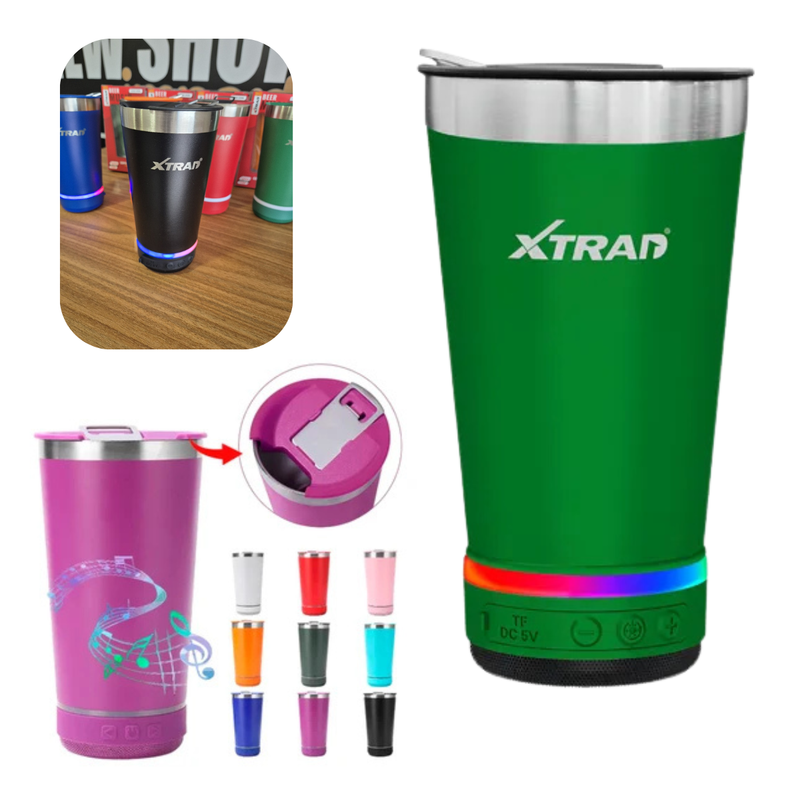 Copo Térmico Bluetooth E Rgb Com Caixa De Som Original Xtrad
