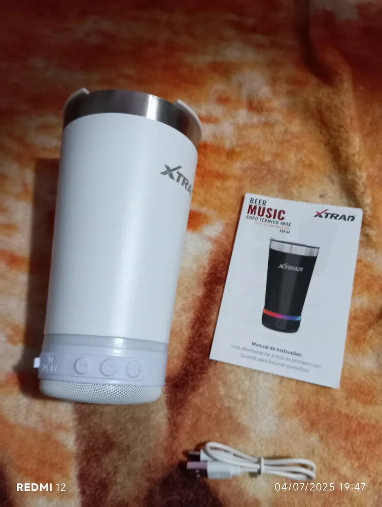 Copo Térmico Bluetooth E Rgb Com Caixa De Som Original Xtrad
