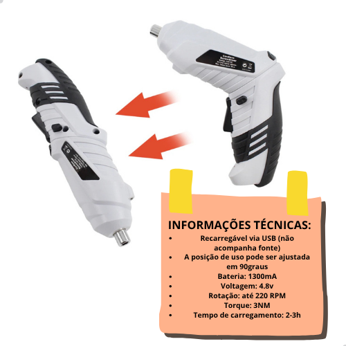 Mini Parafusadeira C/ Bateria Recarregavel Acessorios 47 Pcs 😍