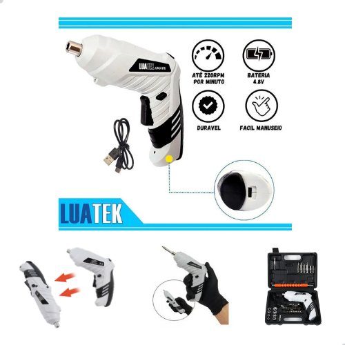 Mini Parafusadeira C/ Bateria Recarregavel Acessorios 47 Pcs 😍